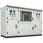 11KV Outdoor VCB in a roofed outdoor enclosure with viewing window, meters and indicator lamps