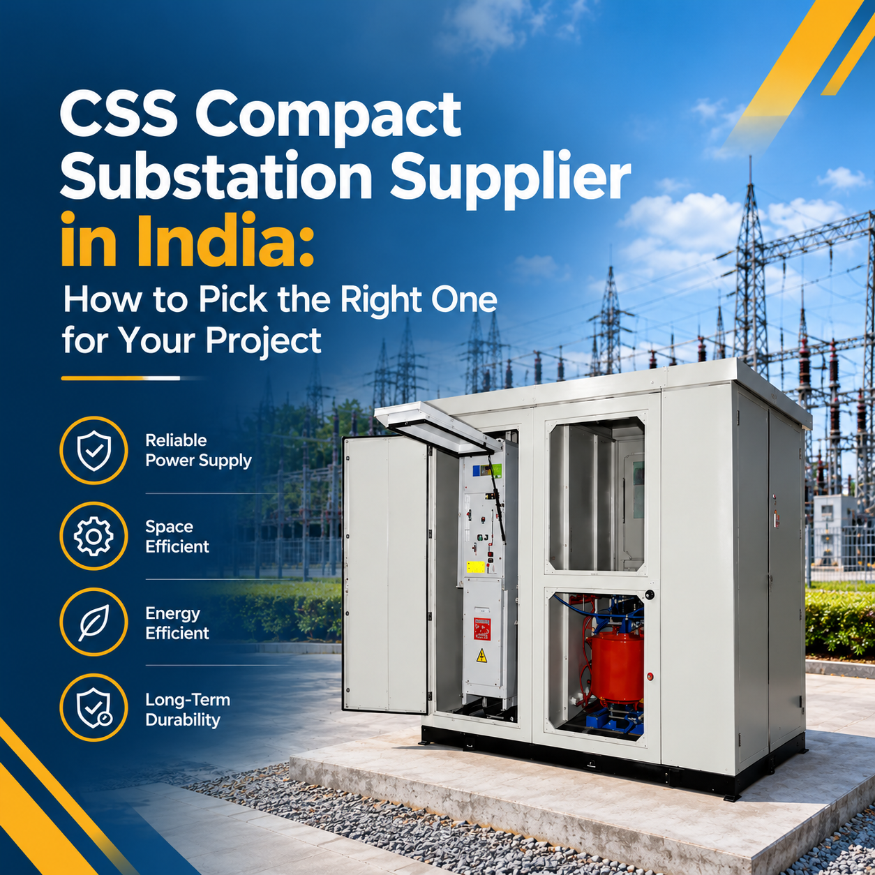 CSS compact substation supplier in India – outdoor compact substation unit with open switchgear panel and transformer