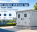 11KV outdoor VCB kiosk type with ventilated doors and relay windows on a concrete plinth in South Delhi