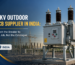 11KV outdoor VCB on a galvanised steel stand at an Indian substation, shown for 11KV Outdoor VCB Supplier in India