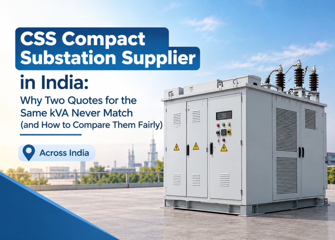Outdoor CSS compact substation with HV bushings and ventilated doors, shown for CSS Compact Substation Supplier in India