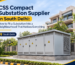 CSS compact substation supplier in South Delhi: outdoor packaged substation on a plinth beside a residential building