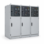 11KV RMU Supplier in India: three-bay switchgear panel with mimic diagrams, indicator lamps and digital displays