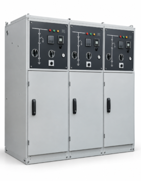 11KV RMU and 33KV RMU: three-panel ring main unit with mimic diagram panels and indicator lights